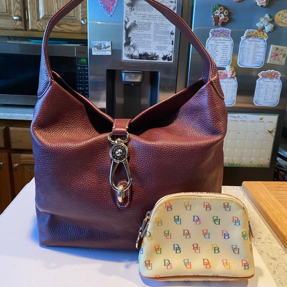 Dooney Bourke Belvedere Burgundy Leather Hobo & Cosmetic Purse